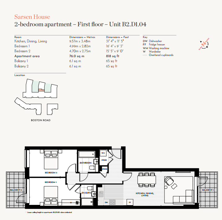 Floorplan for B2.D1.04 at Hanwell Square, first